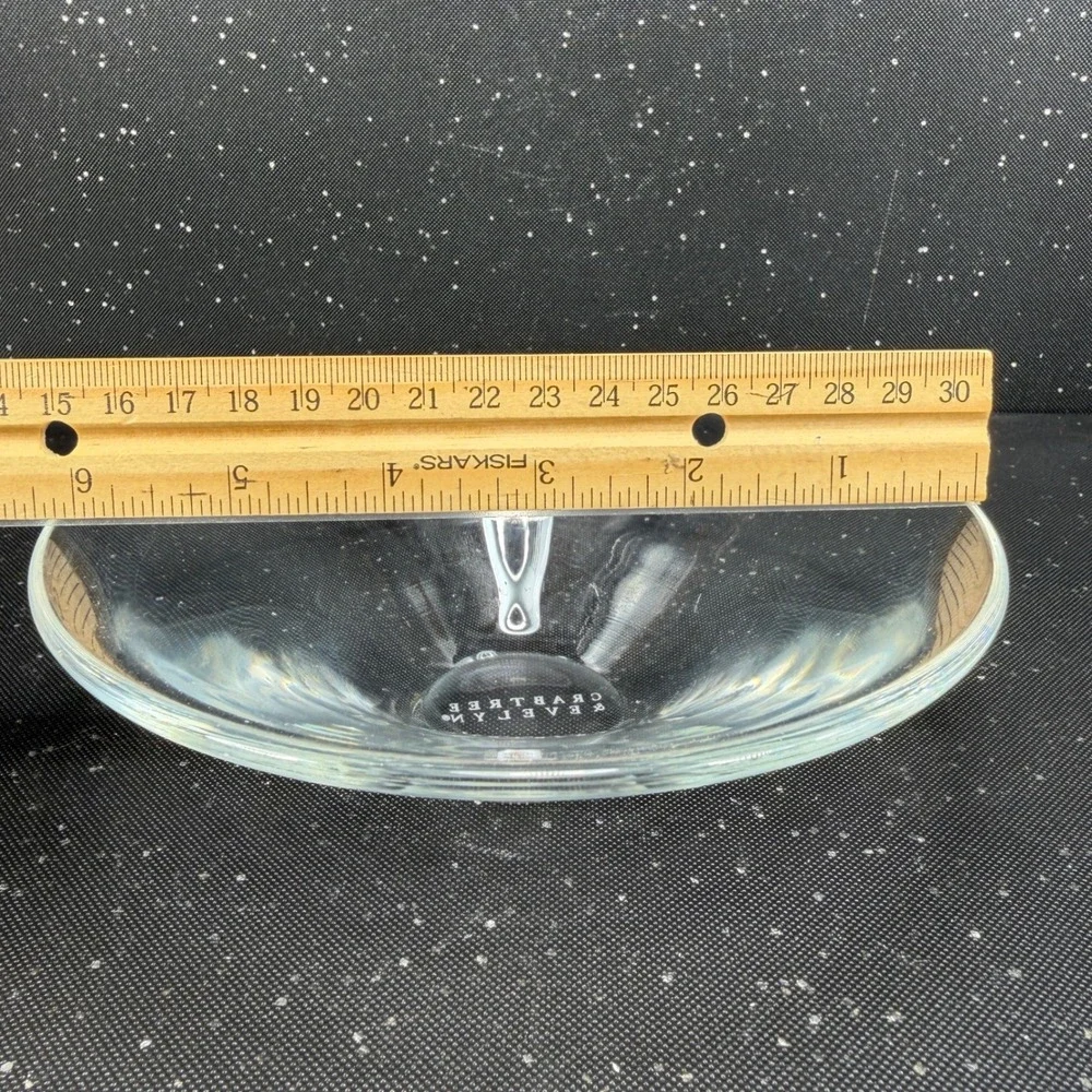 Crabtree & Evelyn Clear Glass Flared Vanity Dish Trinket Bowl 6 Inch Container